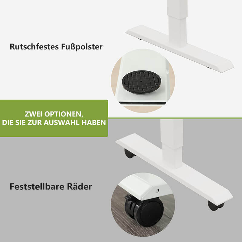 140 x 60cm Elektrisch Höhenverstellbarer Schreibtisch - Sitz-Stehpult für Büro & Home-Office, Rollen