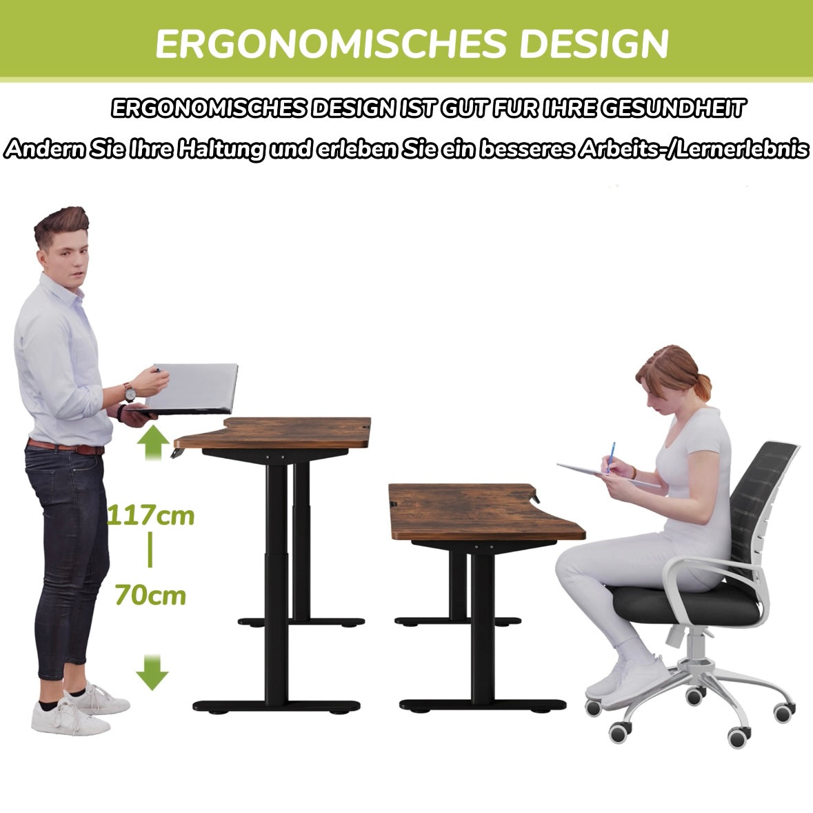 44" x 22.6" Premium Dual Motor Height Adjustable Standing Desk Frame with Wheels, Black or White