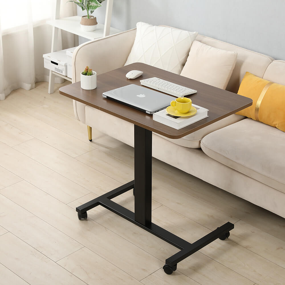 28''x20'' Electric Height Adjustable Laptop Desk, Mobile Standing Desk with Wheels, White, Brown, Black