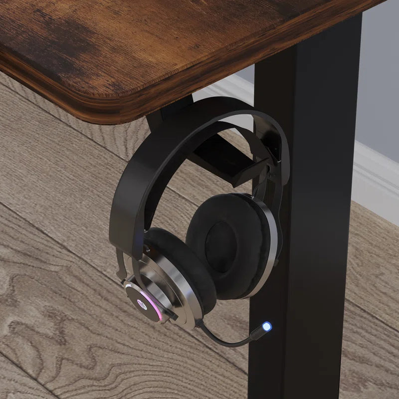 160 x 120cm L-förmiger Stehschreibtisch, verstellbarer elektrischer Sitz- und Stehpult für Zuhause und Büro mit Monitorständer und Schublade, Eiche