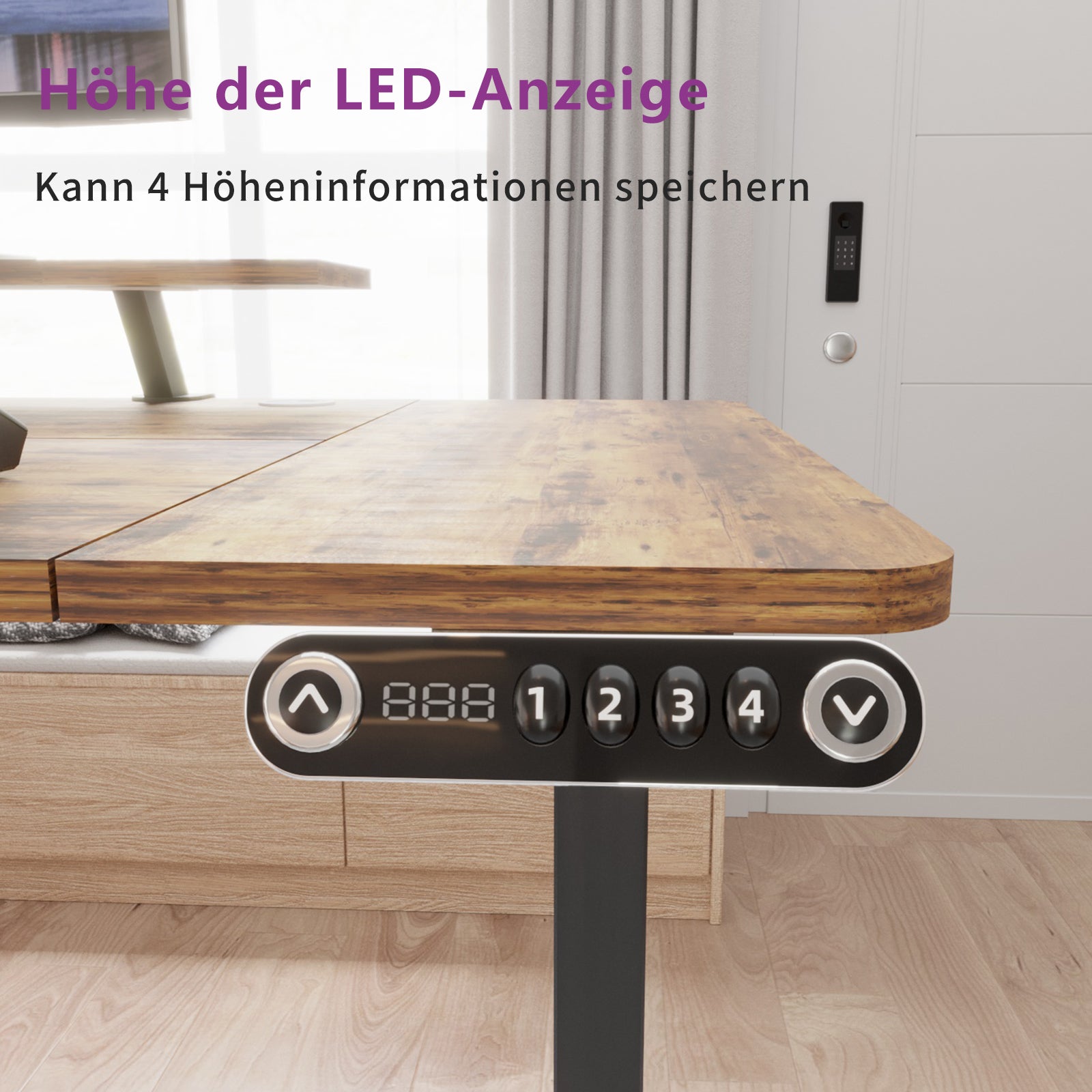 160 x 120cm L-förmiger Stehschreibtisch, verstellbarer elektrischer Sitz- und Stehpult für Zuhause und Büro mit Monitorständer und Schublade, Eiche