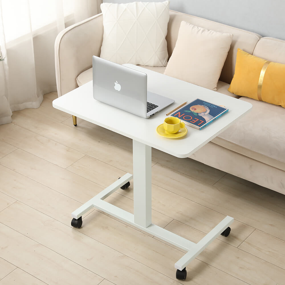 28''x20'' Electric Height Adjustable Laptop Desk, Mobile Standing Desk with Wheels, White, Brown, Black