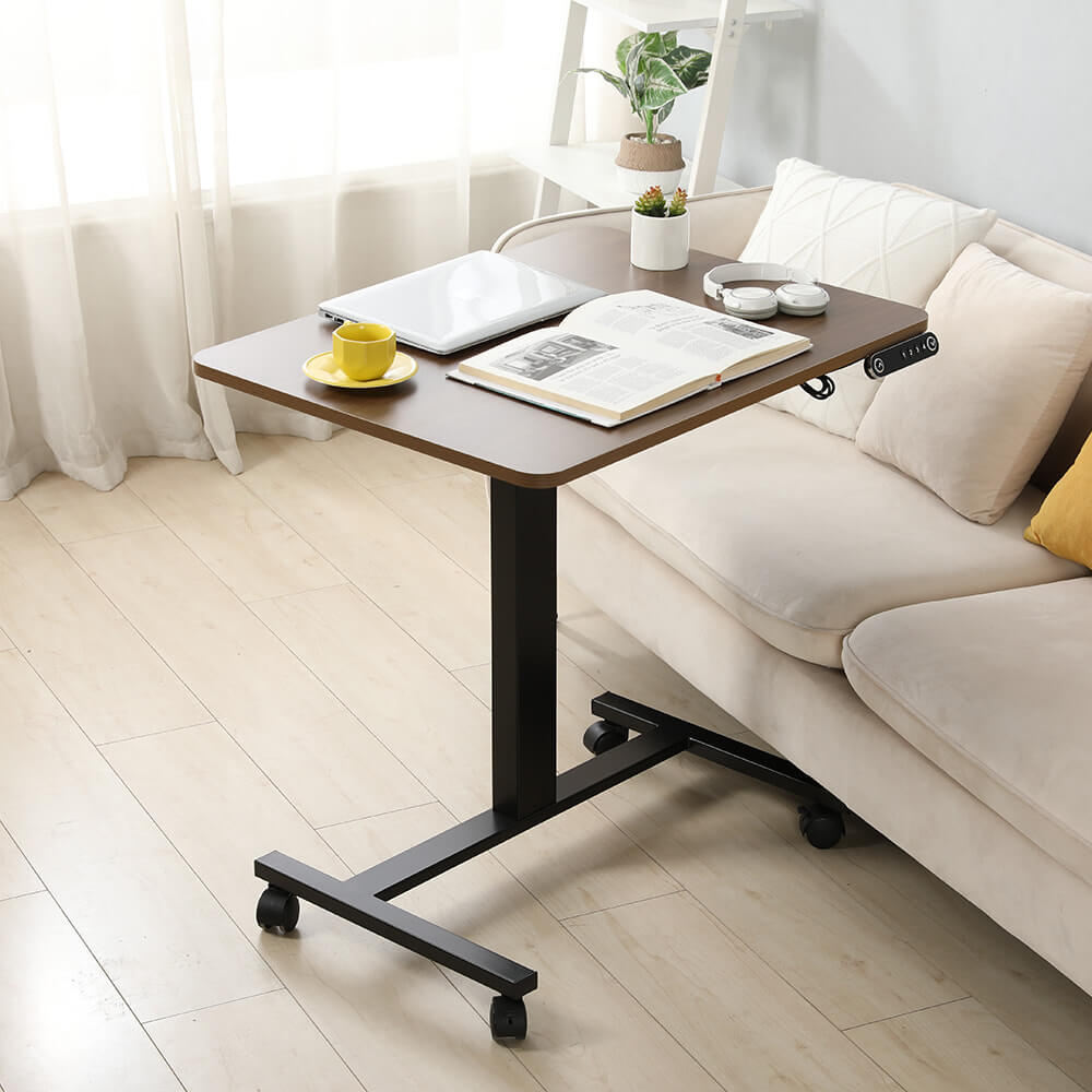 28''x20'' Electric Height Adjustable Laptop Desk, Mobile Standing Desk with Wheels, White, Brown, Black