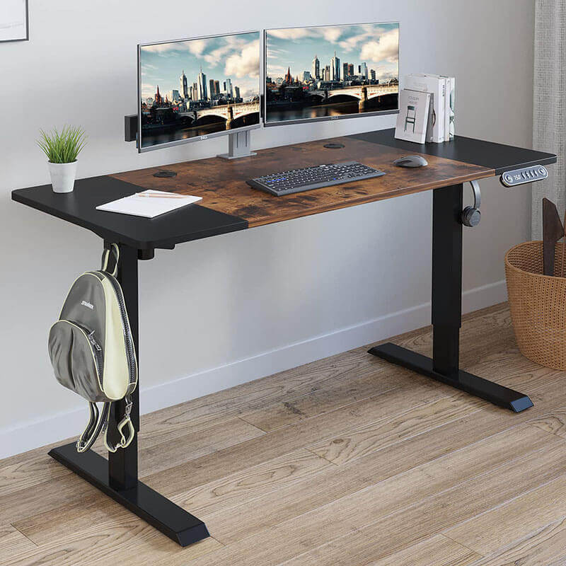 140 x 60cm Elektrisch Höhenverstellbarer Schreibtisch - Sitz-Stehpult für Büro & Home-Office, Rollen