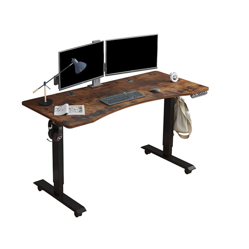 55"x 30" Standing Desk Electric Height Adjustable Computer Desk for Home&Office with Wheels, Oak or Brown