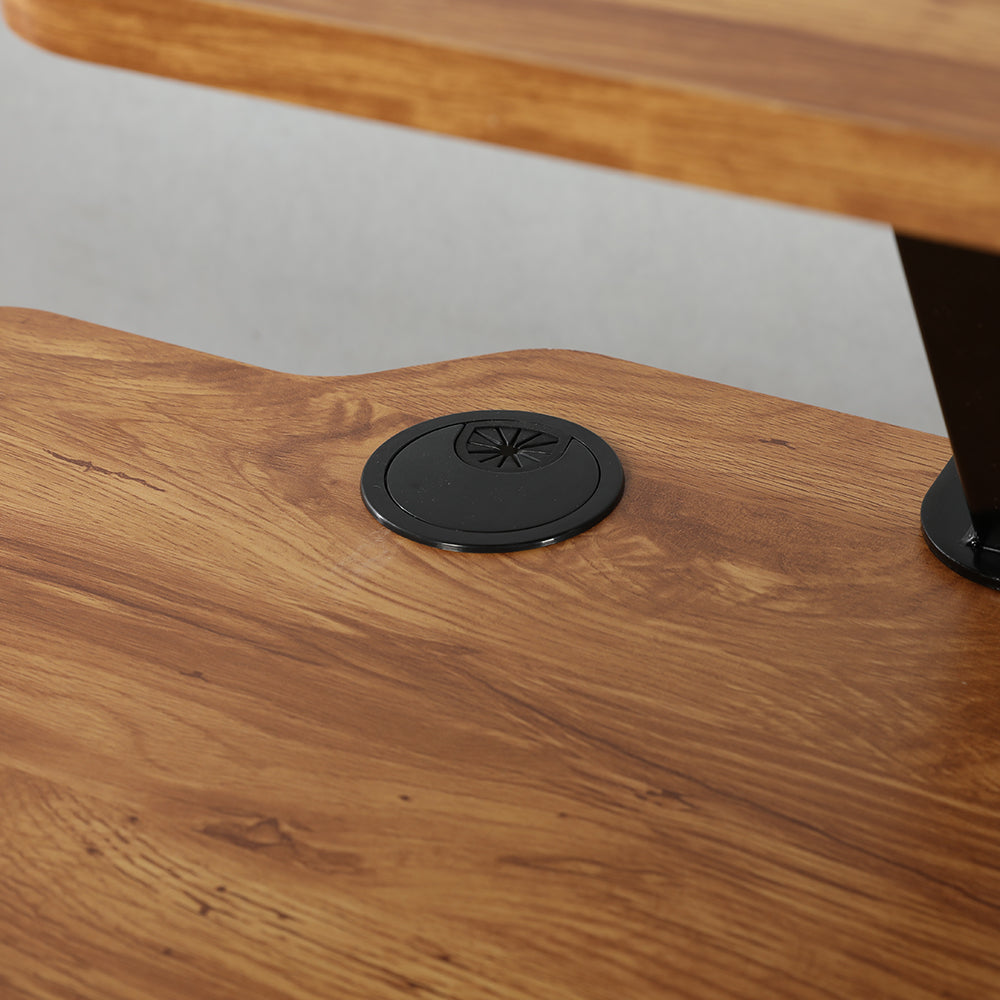 160 x 120cm L-förmiger Stehschreibtisch, verstellbarer elektrischer Sitz- und Stehpult für Zuhause und Büro mit Monitorständer und Schublade, Eiche