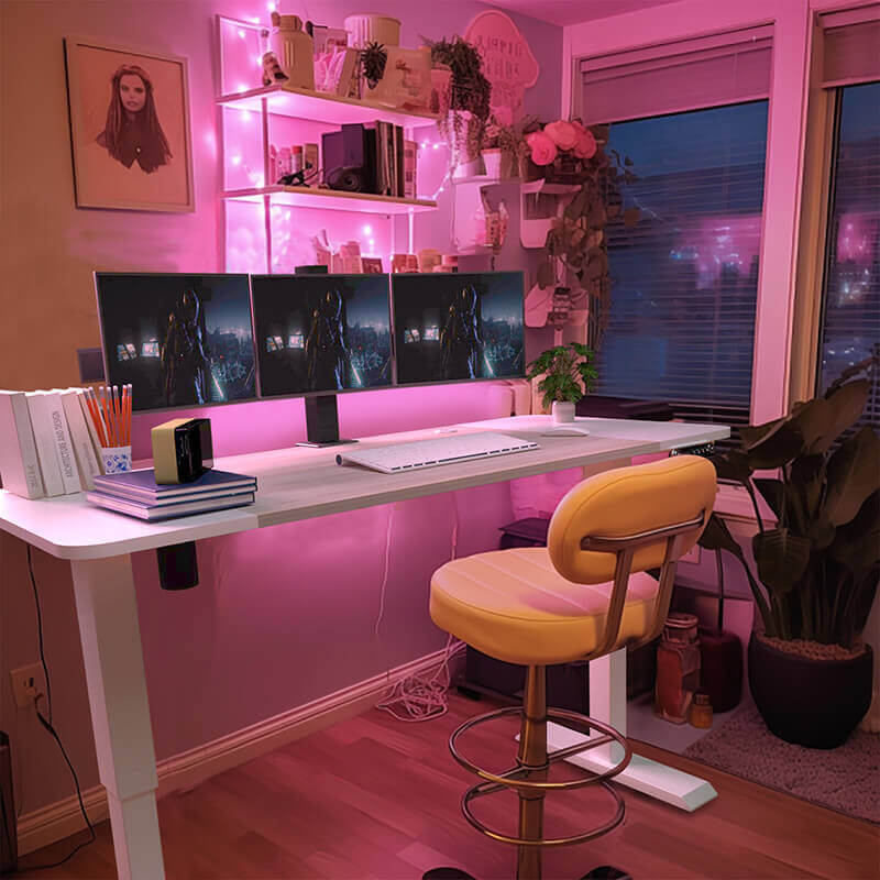 140 x 60cm Elektrisch Höhenverstellbarer Schreibtisch - Sitz-Stehpult für Büro & Home-Office, Rollen