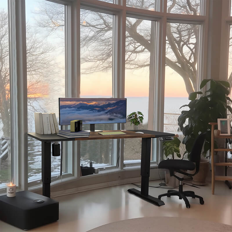 140 x 60cm Elektrisch Höhenverstellbarer Schreibtisch - Sitz-Stehpult für Büro & Home-Office, Rollen