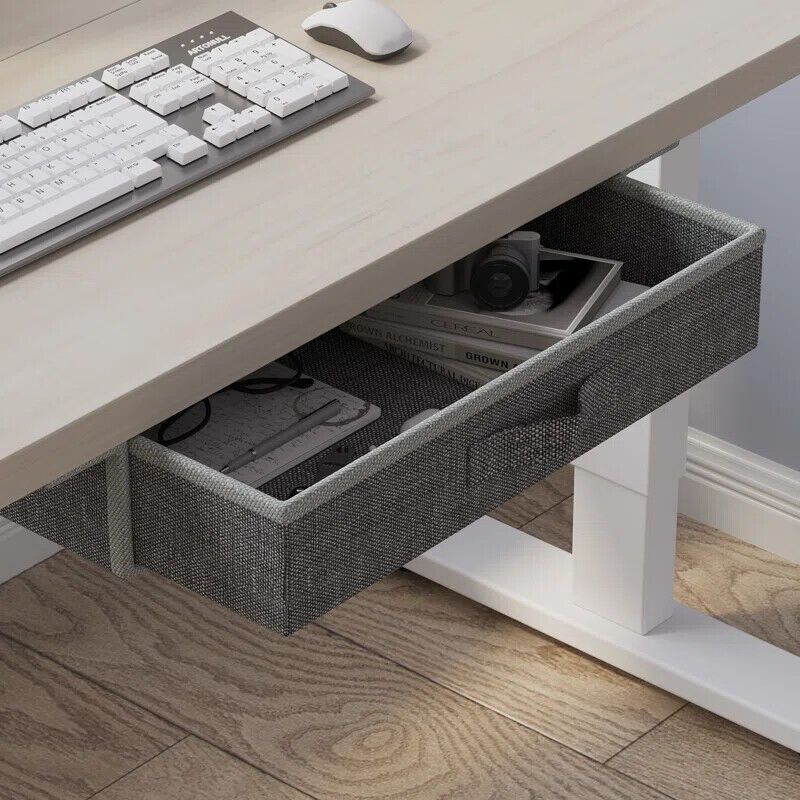 63" x 30" L-Shaped Standing Desk Adjustable Electric Sit and Stand for Home & Office with Monitor Stand and Drawer, Oak