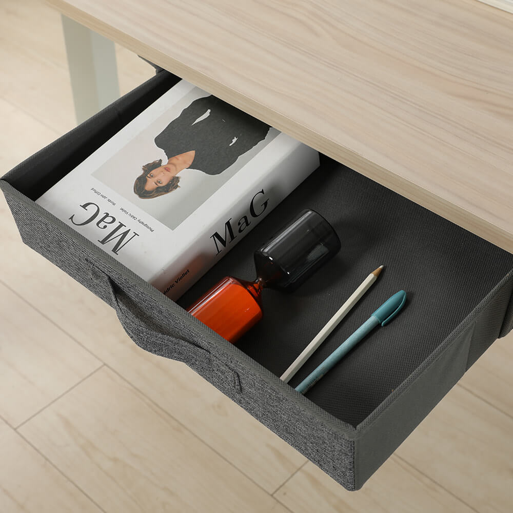 160 x 120cm L-förmiger Stehschreibtisch, verstellbarer elektrischer Sitz- und Stehpult für Zuhause und Büro mit Monitorständer und Schublade, Eiche