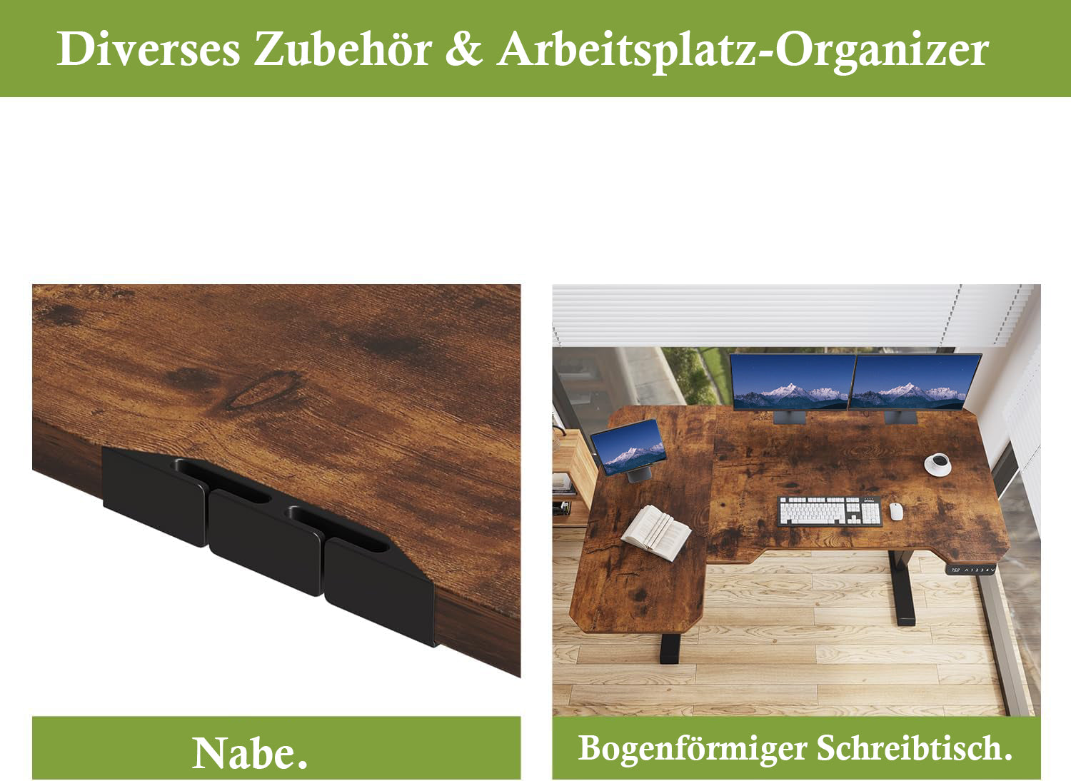Hilodesk 150cm L-förmiger schreibtisch elektrisch höhenverstellbar eckschreibtisch, mit zwei Motoren, l förmiger tisch stehpult