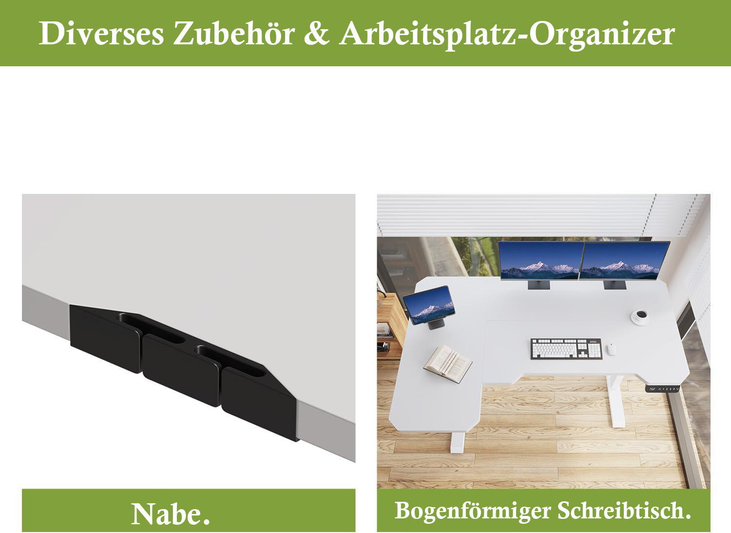 Hilodesk 150cm L-förmiger schreibtisch elektrisch höhenverstellbar eckschreibtisch, mit zwei Motoren, l förmiger tisch stehpult