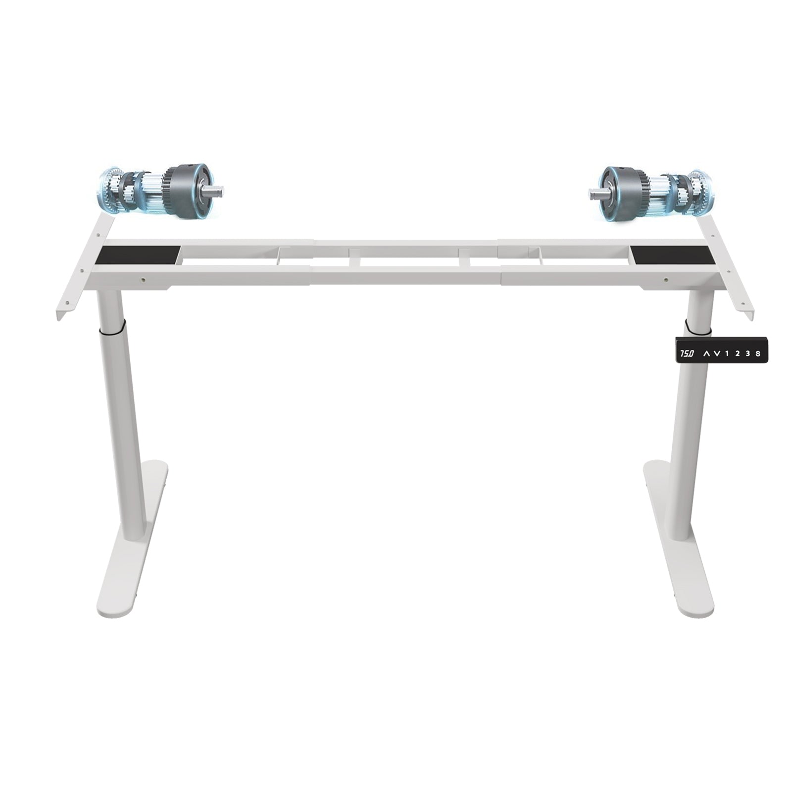 44" x 22.6" Premium Dual Motor Height Adjustable Standing Desk Frame with Wheels, Black or White