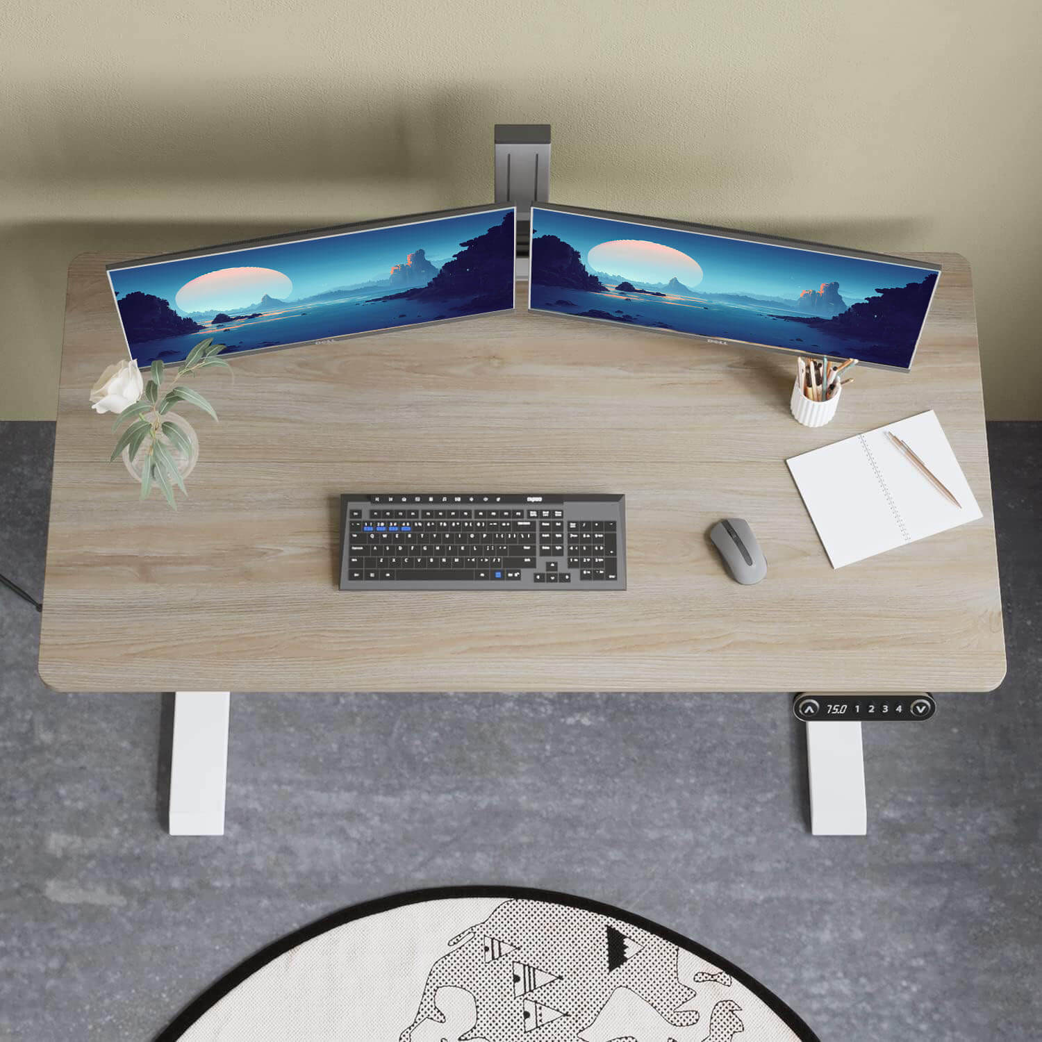 48” x 24” Electric Standing Desk Height Adjustable Sit and Stand Desk Home & Office, Brown or Oak