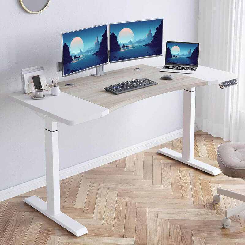 63" x 30" Premium Dual Motor Height Adjustable Standing Desk, Brown or White