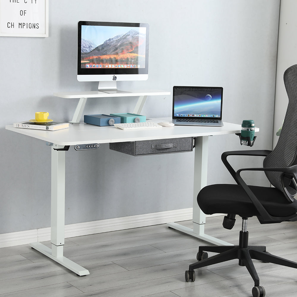 55" x 30" Height Adjustable Electric Sit and Stand for Home&Office with Monitor Stand and Drawer