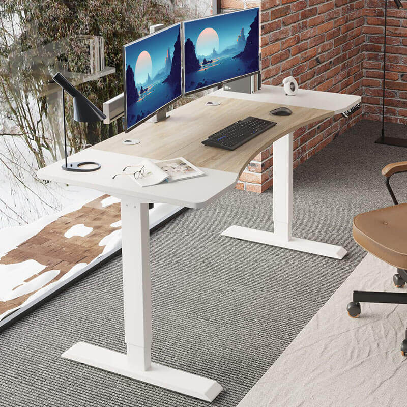 63" x 30" Premium Dual Motor Height Adjustable Standing Desk, Brown or White